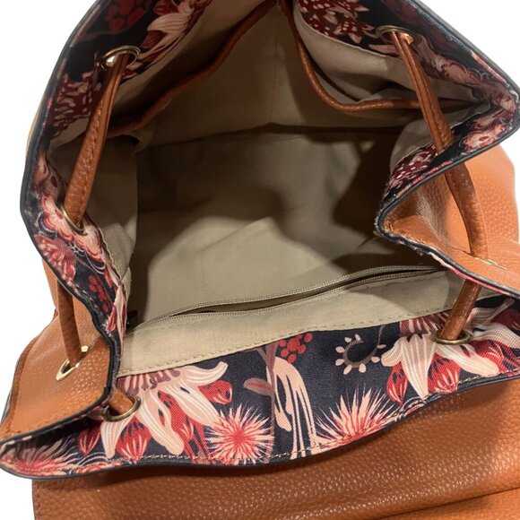 Nanette Lepore Arabelle Convertible Backpack Pebbled Cognac Brown – 10"x10" - Picture 6 of 9